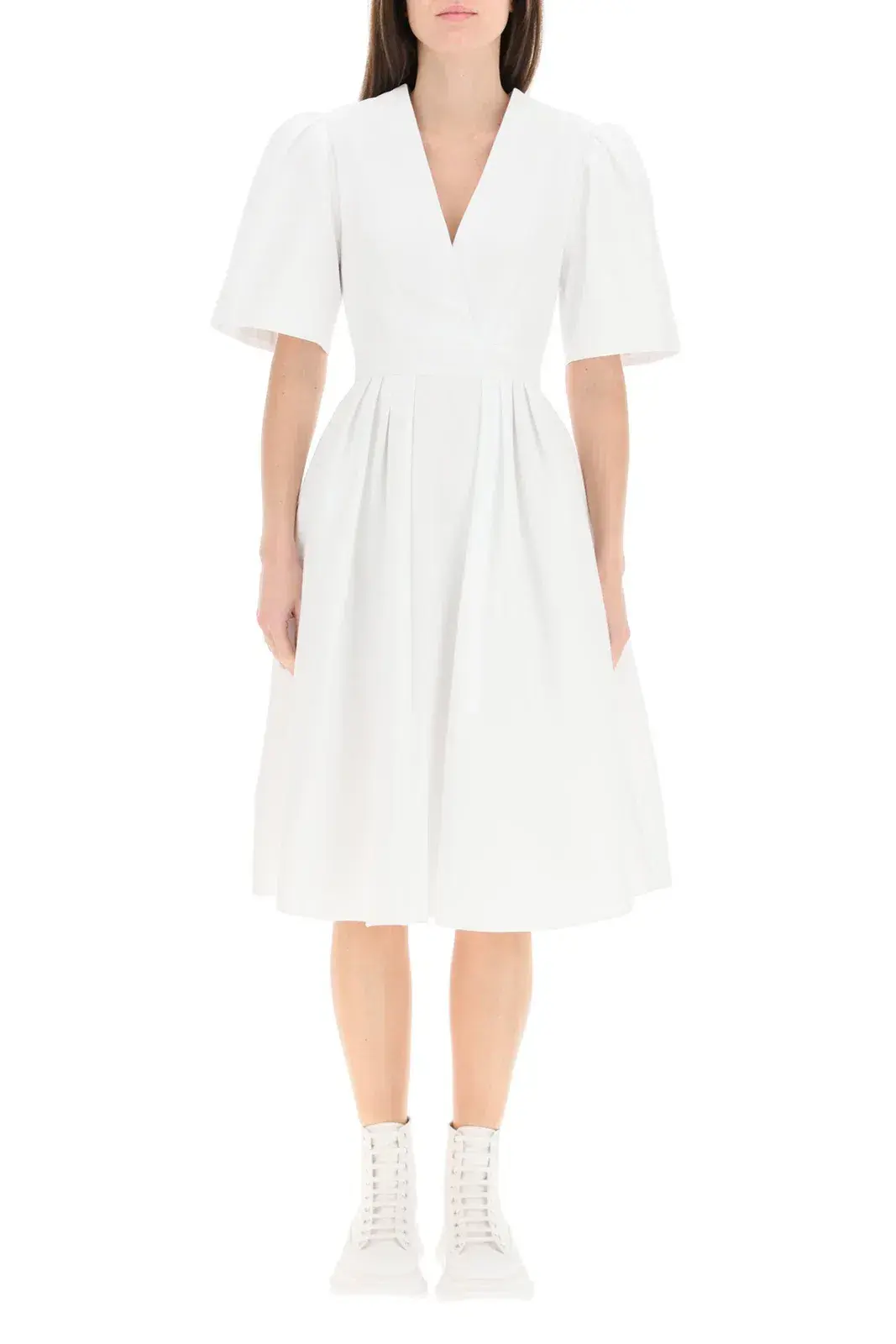 Alexander McQueen Piquet Midi Dress White Size S / Au 8 - Image 1