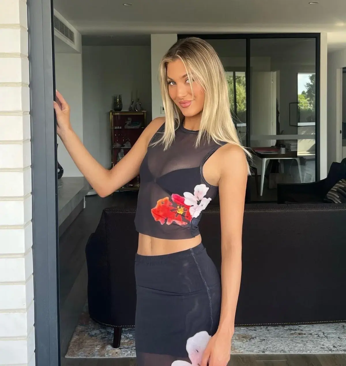 With Harper Lu Mesh Tank and Skirt Floral Set  Black Floral Size M/ Au 10  - Image 7
