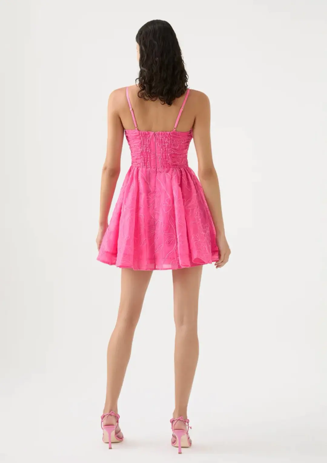 Aje Evangeline Cornelli Mini Dress Pink Size 6 for rent on The Volte - main image