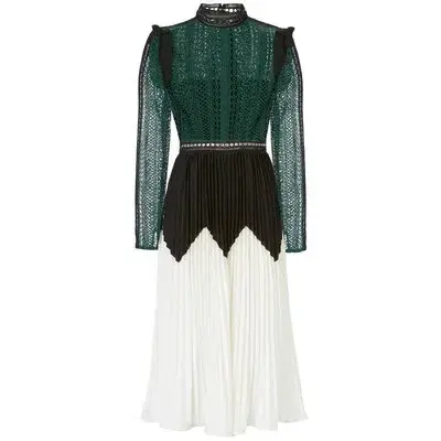 Self Portrait Panelled Lace Midi Dress Multi Size 8 - Image 4