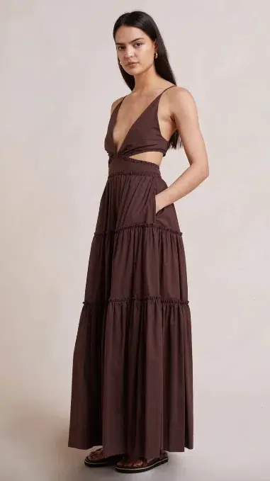 Bec & Bridge Carla V Maxi Dress Brown Size AU 6 - Image 1