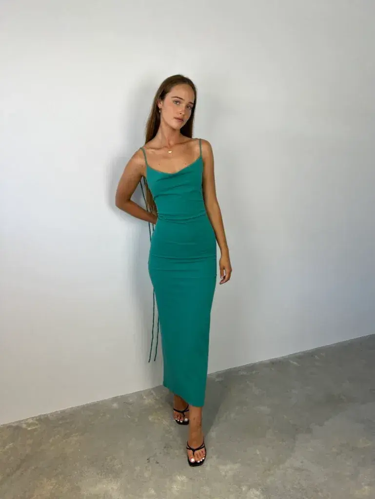 Melani The Label Amra Gown in Jade Size 8 for rent on The Volte - main image