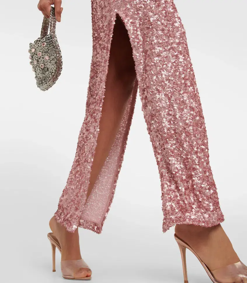Rotate Birger Christensen Kasia Sequined Maxi Dress Pink Size 10 - Image 4