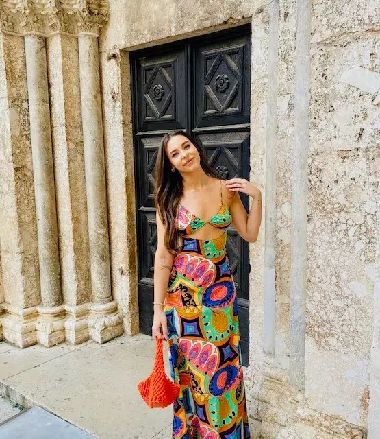 SWF Murano Cut Out A Line Maxi Dress Print Size 8 for rent on The Volte - main image