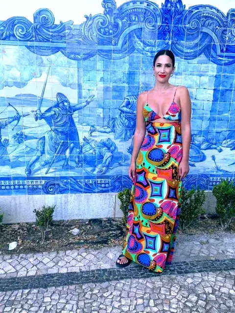 SWF Murano Cut Out A Line Maxi Dress Print Size 8 - Image 1