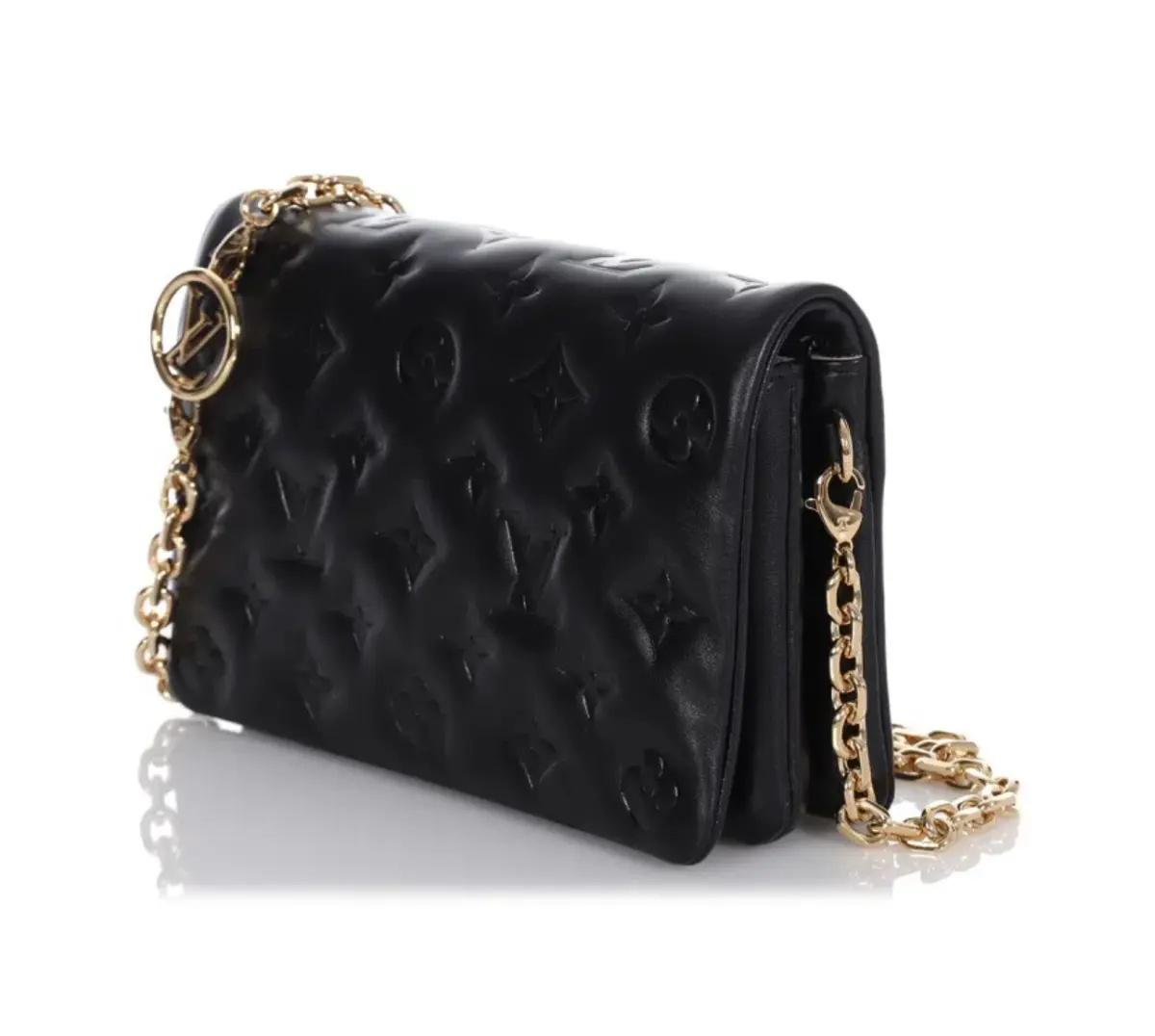 Louis Vuitton Monogram Embossed Puffy Lambskin Pochette Coussin Black with Gold Hardware  - Image 2