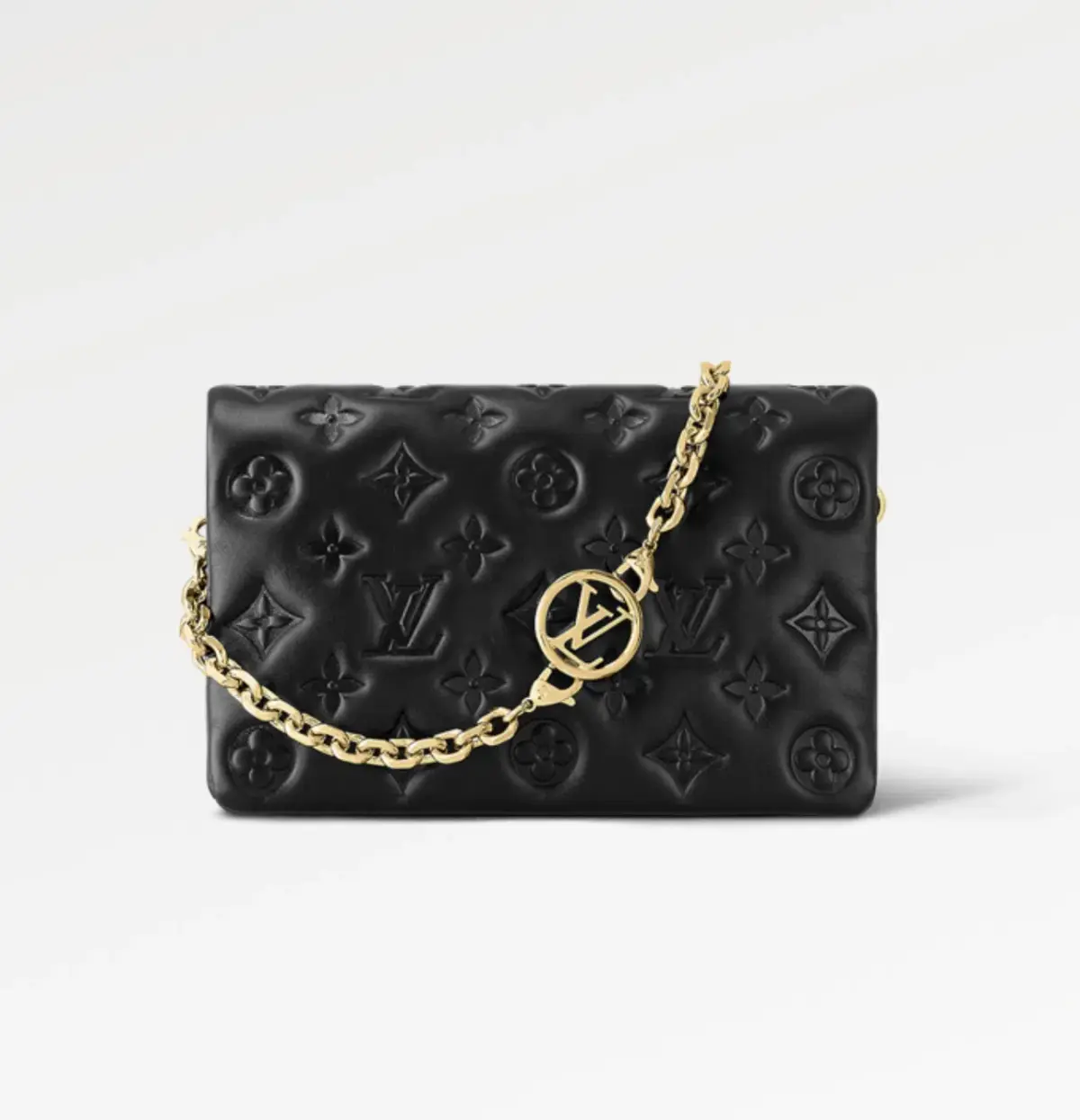 Louis Vuitton Monogram Embossed Puffy Lambskin Pochette Coussin Black with Gold Hardware  - Image 1