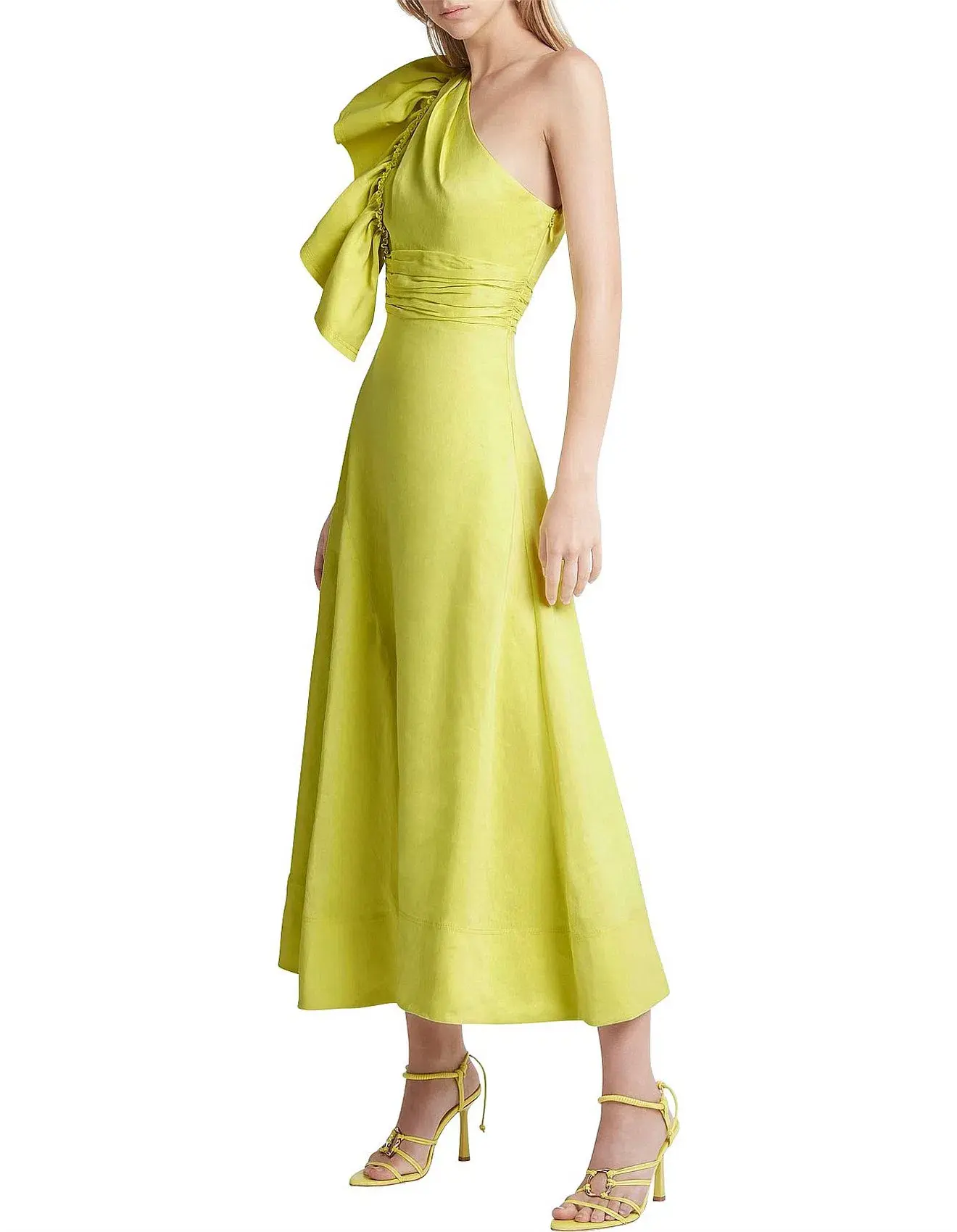 Aje Bonjour Asymmetric Midi Dress Lime Green Size 10 - Image 2