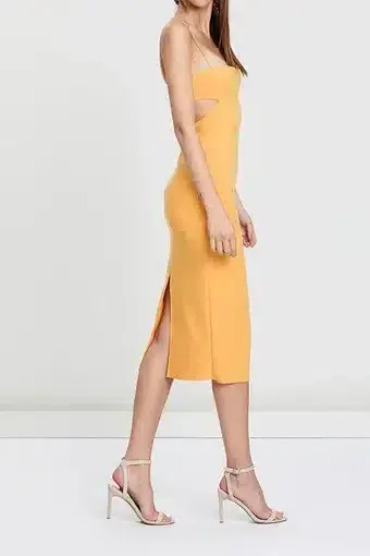 Bec & Bridge Elle Cut Out Midi Dress Yellow Size 10 - Image 2