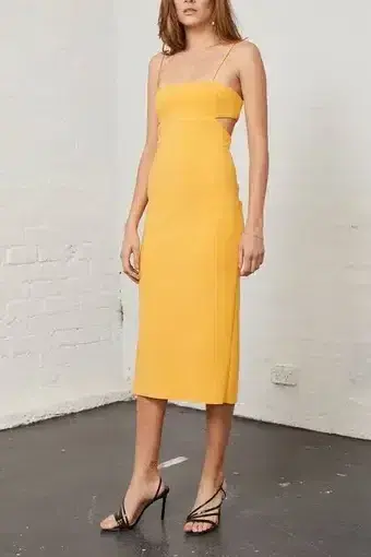 Bec & Bridge Elle Cut Out Midi Dress Yellow Size 10 - Image 1