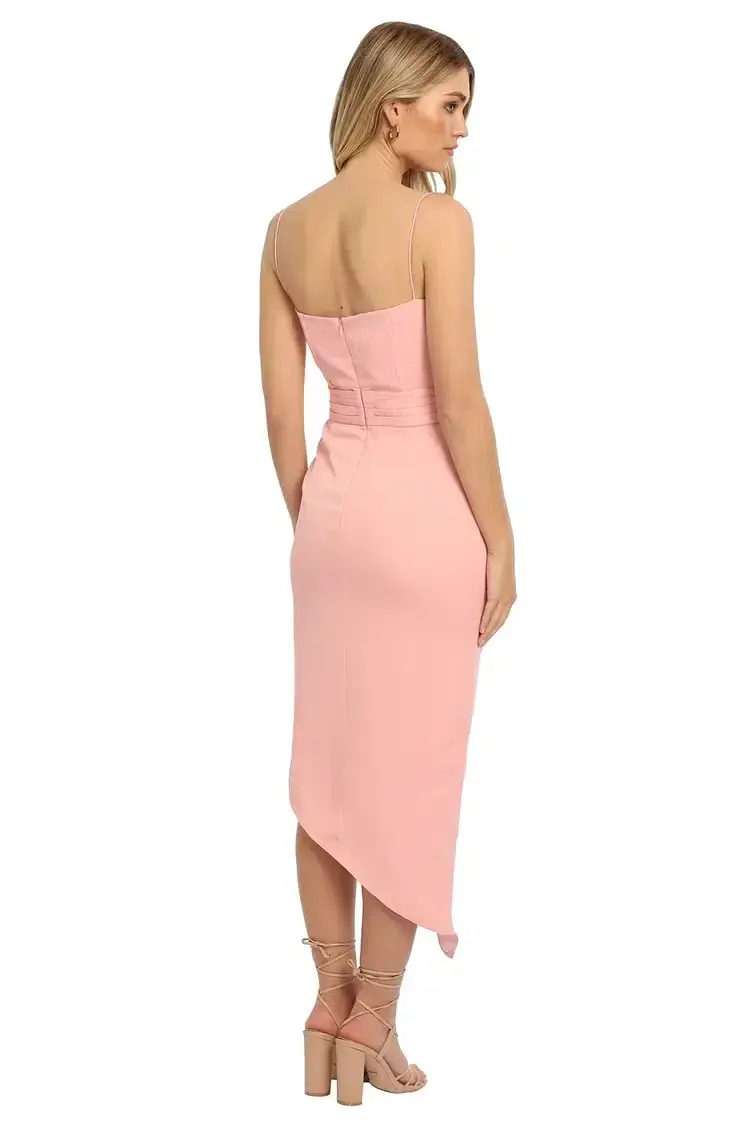 Elle Zeitoune Asymmetrical Split Dress Blush Pink Size 12 for rent on The Volte - main image