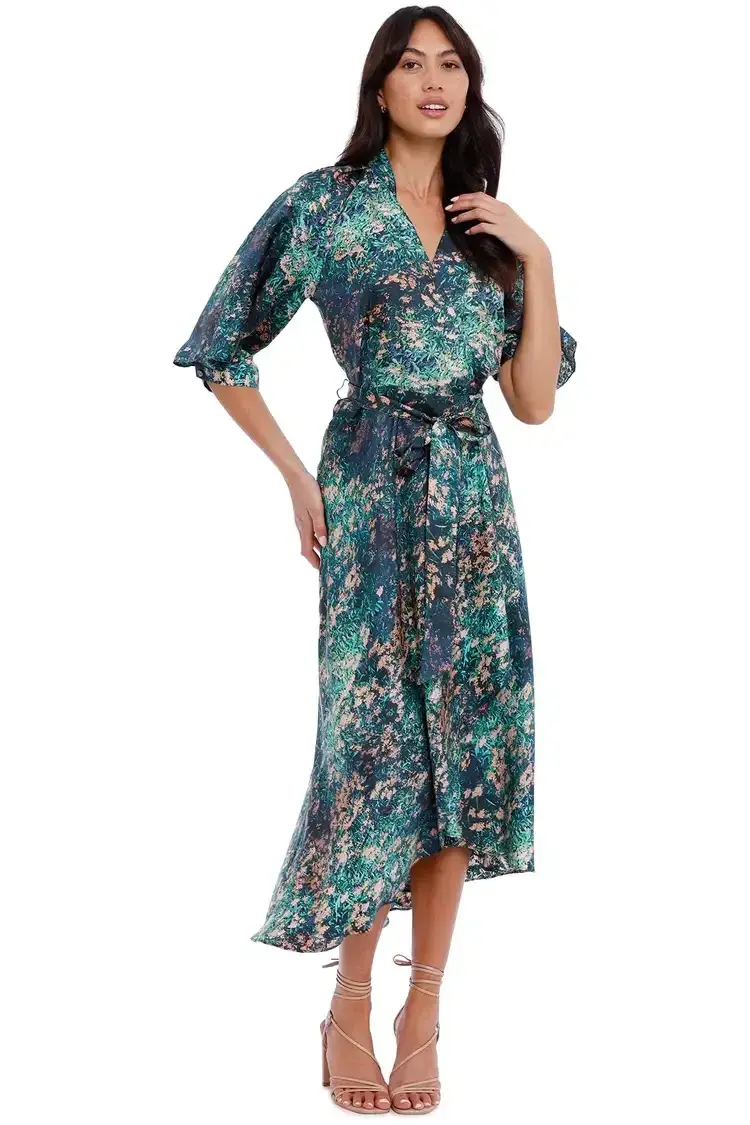 Ginger & Smart Night Grass Wrap Dress Multi Print Size 16 - Image 1