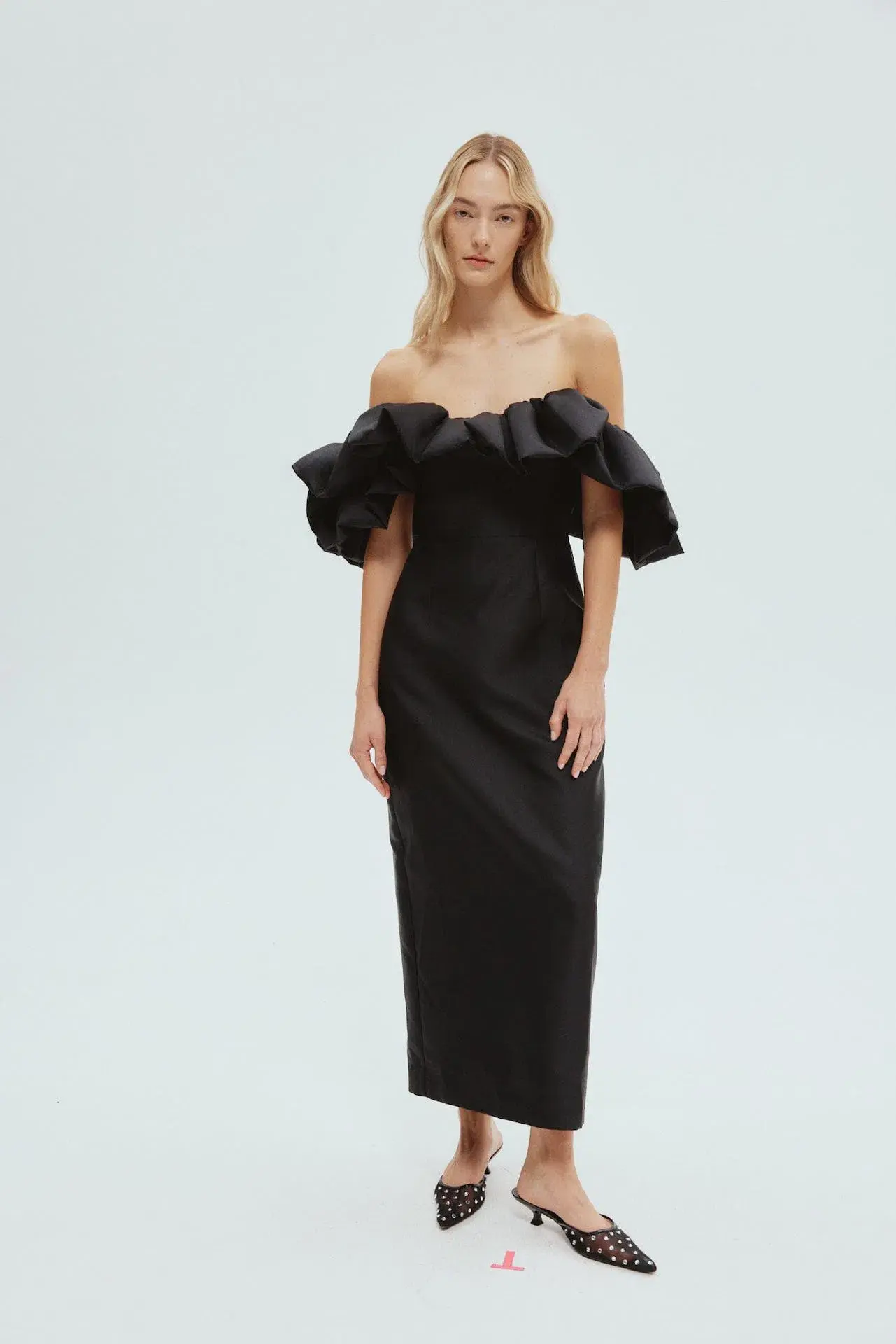 Alemais Suzi Off The Shoulder Midi Dress Black Size 10 - Image 1