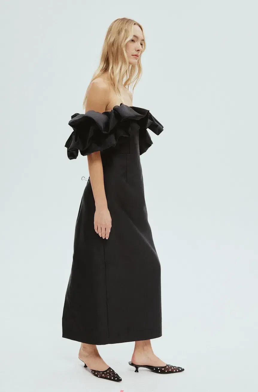 Alemais Suzi Off The Shoulder Midi Dress Black Size 10 - Image 4