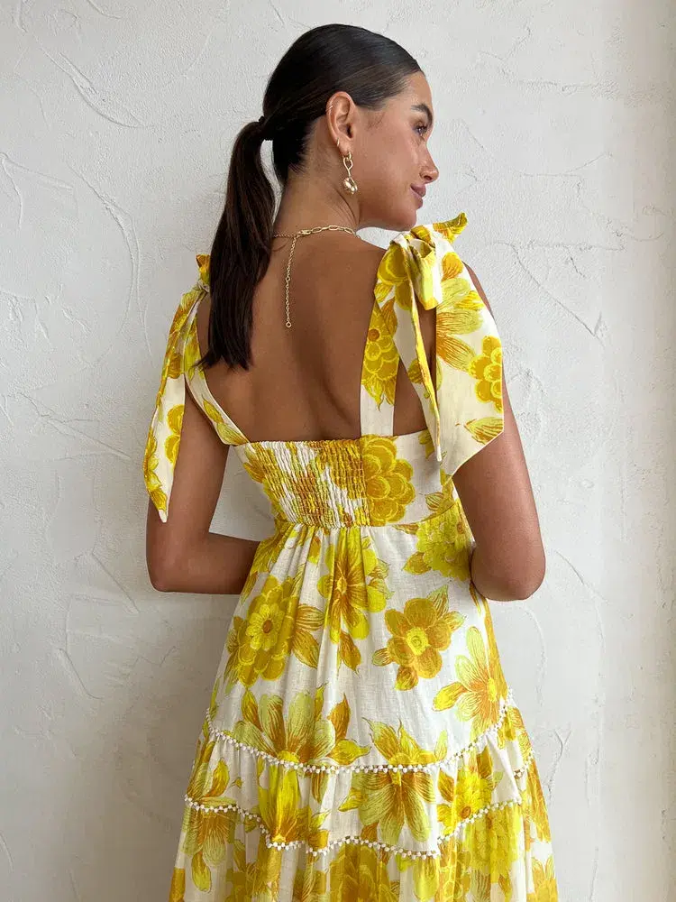 Alemais Sonny Midi Dress in Lemon Size 10 - Image 3