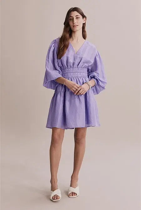 Country Road  Gathered Detail Mini Dress Lilac Size 8 - Image 1