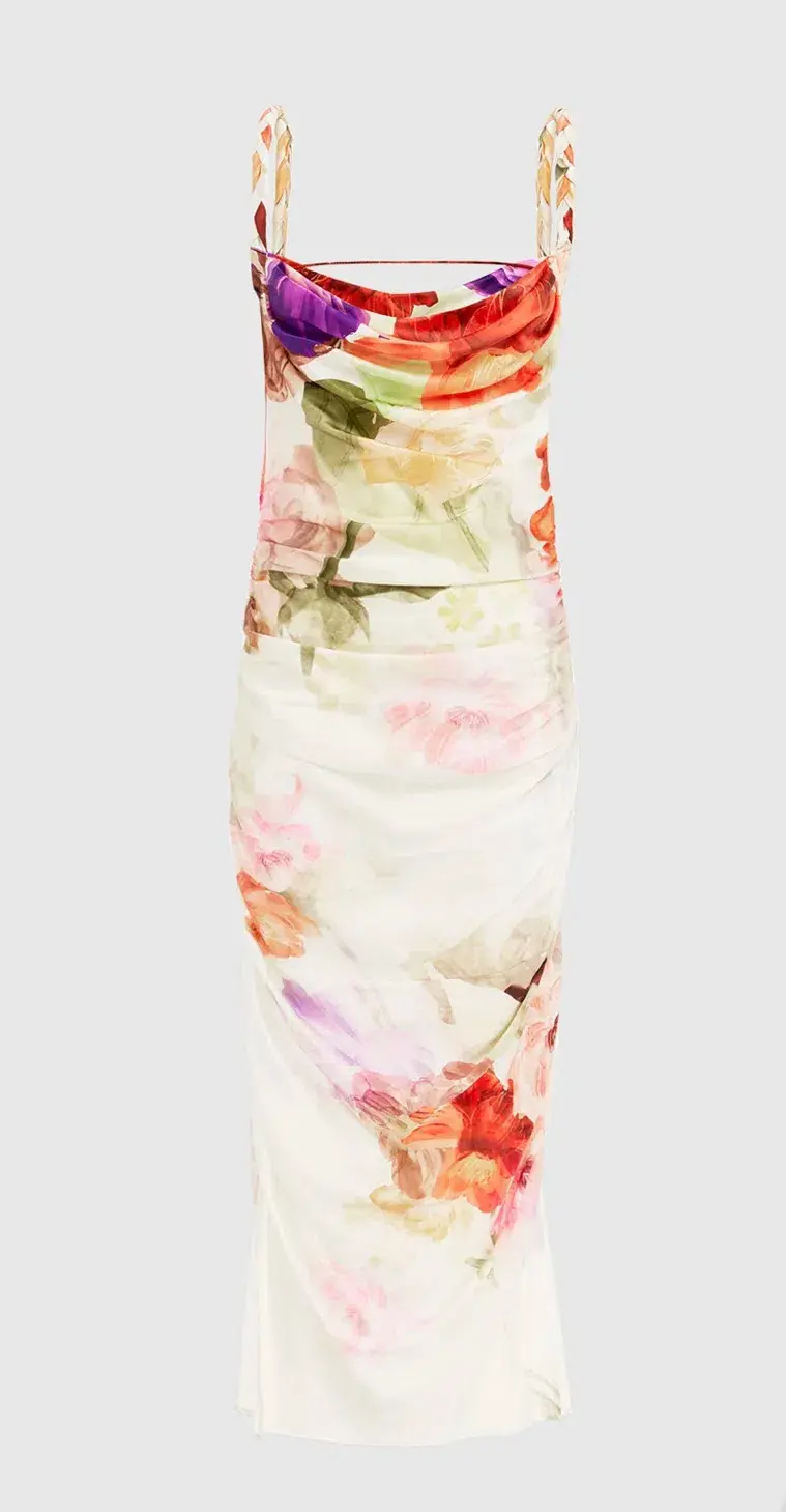 Leo Lin Rachel Cowl Neck Slip Dress Cascade Print Size AU 12 - Image 6