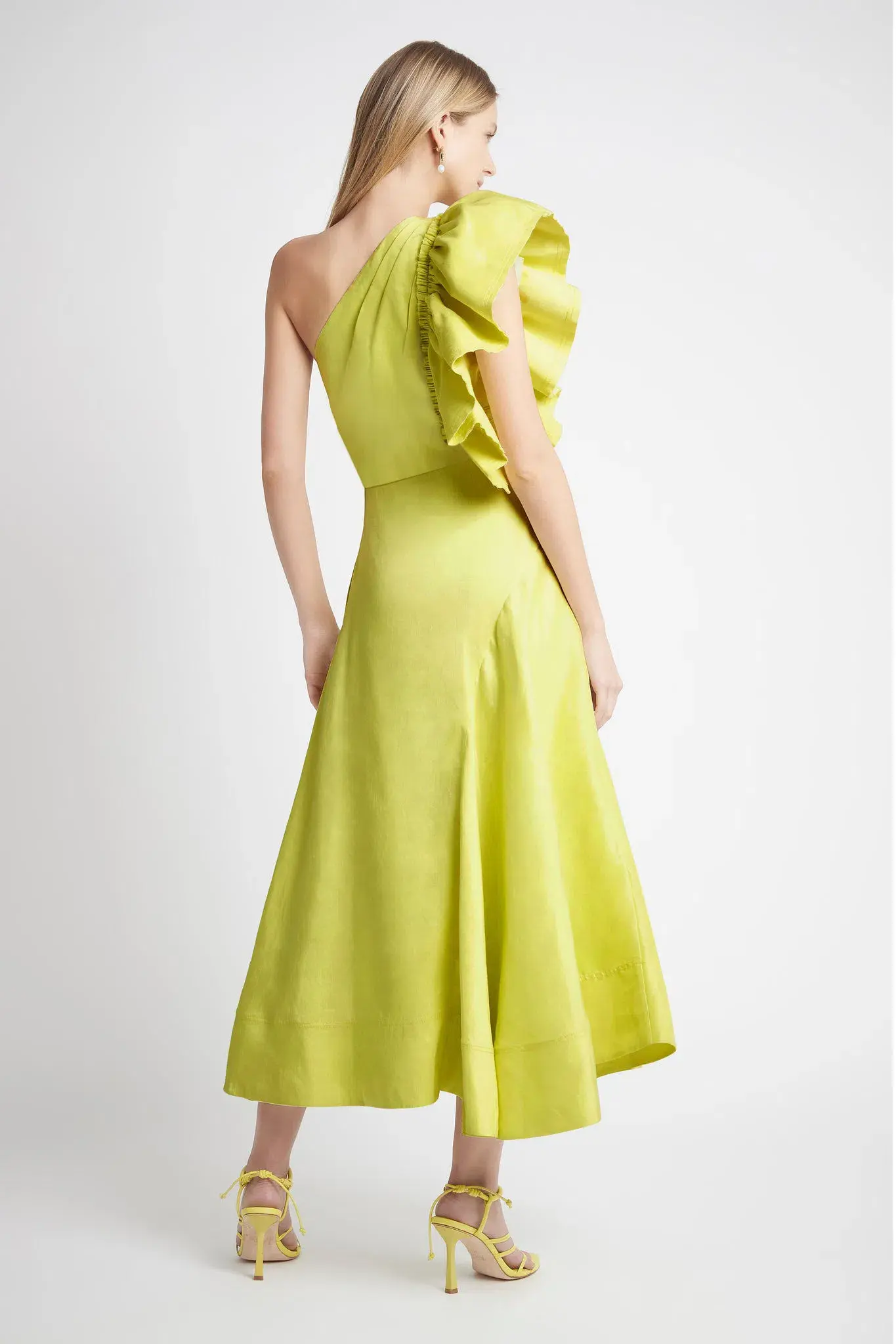 Aje Bonjour Asymmetric Midi Dress Lime Green Size 12 - Image 3