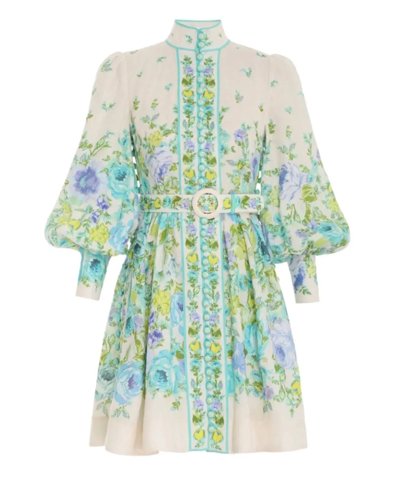 Zimmermann Raie Buttoned Mini Dress Floral Size 4/Au 14 - Image 3