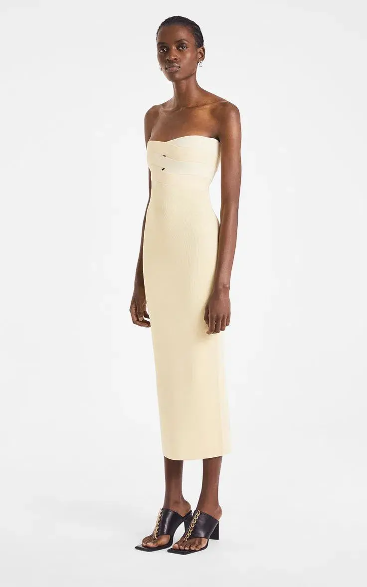 Dion Lee Interlock Bustier Midi Dress Cream Size AU 6 for rent on The Volte - main image