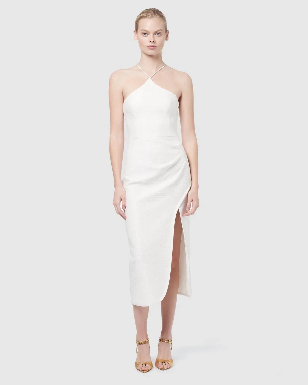 Manning Cartell Canvas Raffia Midi Dress White Size AU 6 - Image 1