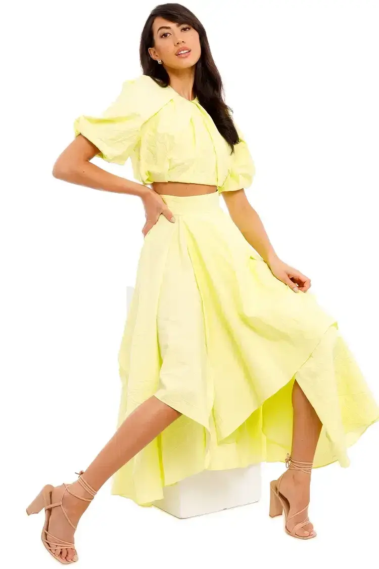 Ginger & Smart Euphoria Top and Euphoria Skirt Set Citron Yellow Size AU 12 - Image 4
