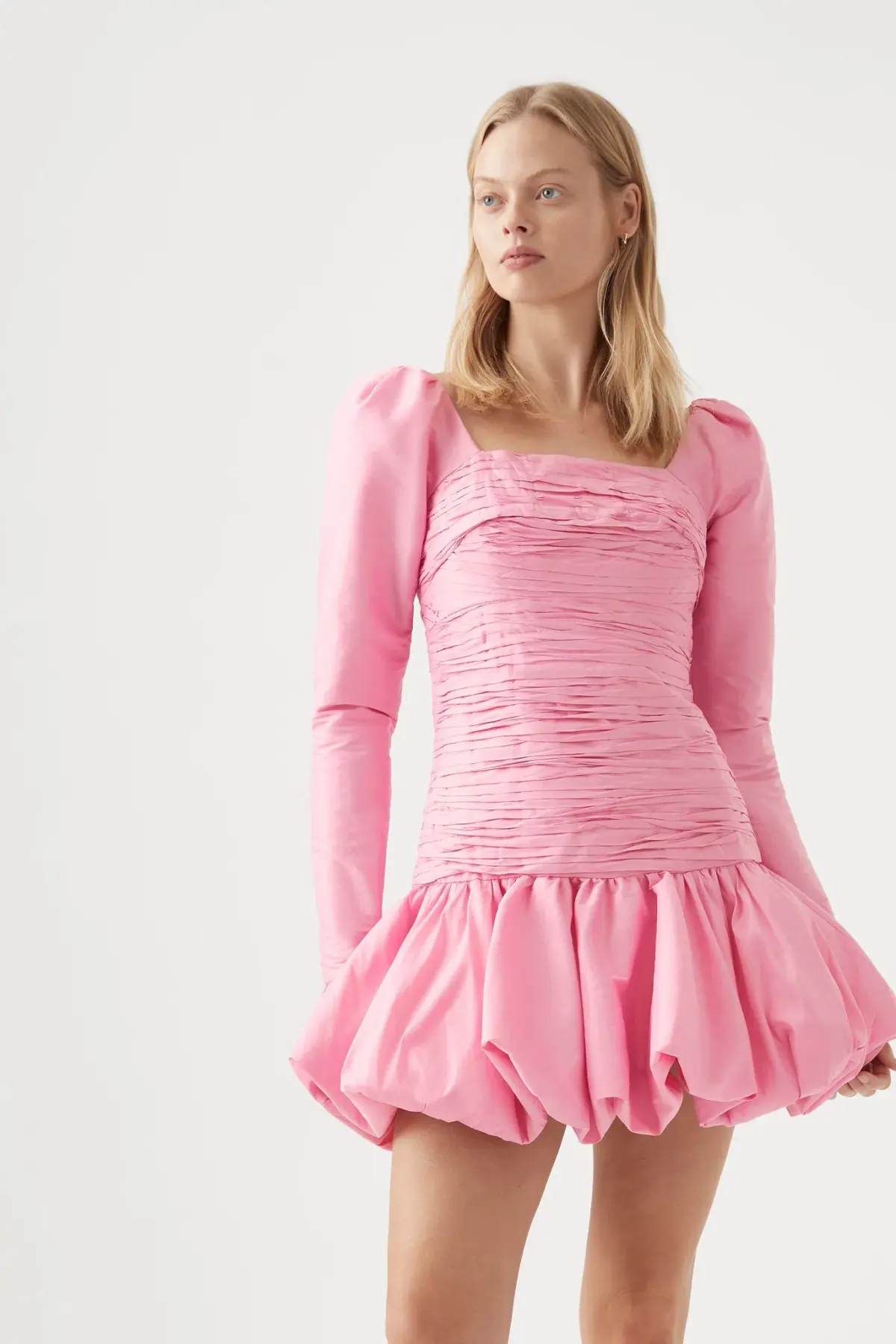 Aje Bon Bon Bijou Ruched Long Sleeve Mini Dress Pink Size US 6 / AU 10 - Image 2