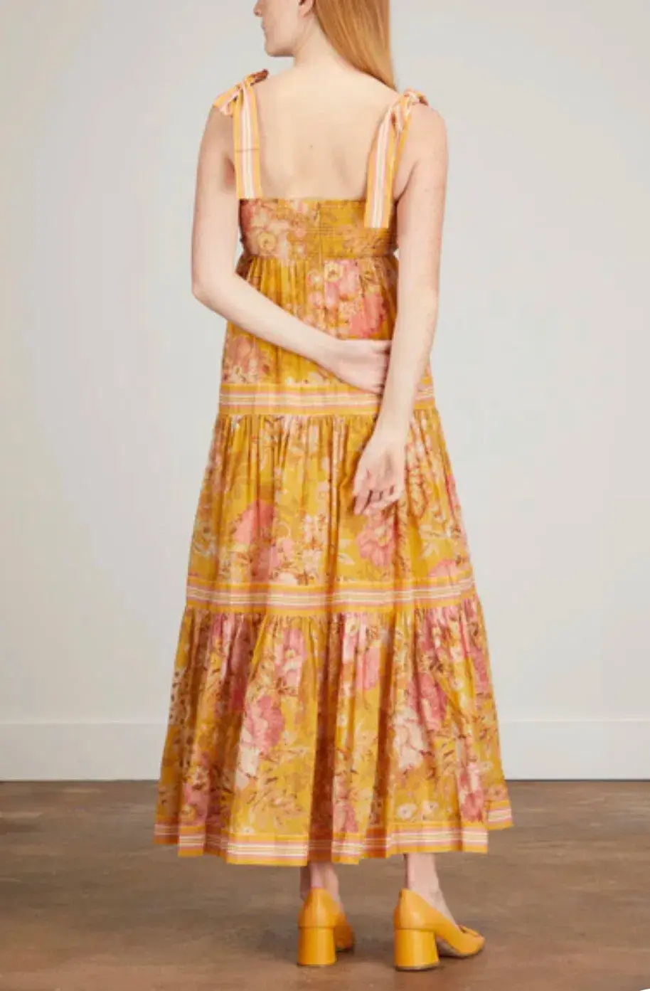 Zimmermann Pattie Tie Shoulder Dress Yellow / Mustard Floral Size 3 / AU 14 - Image 2