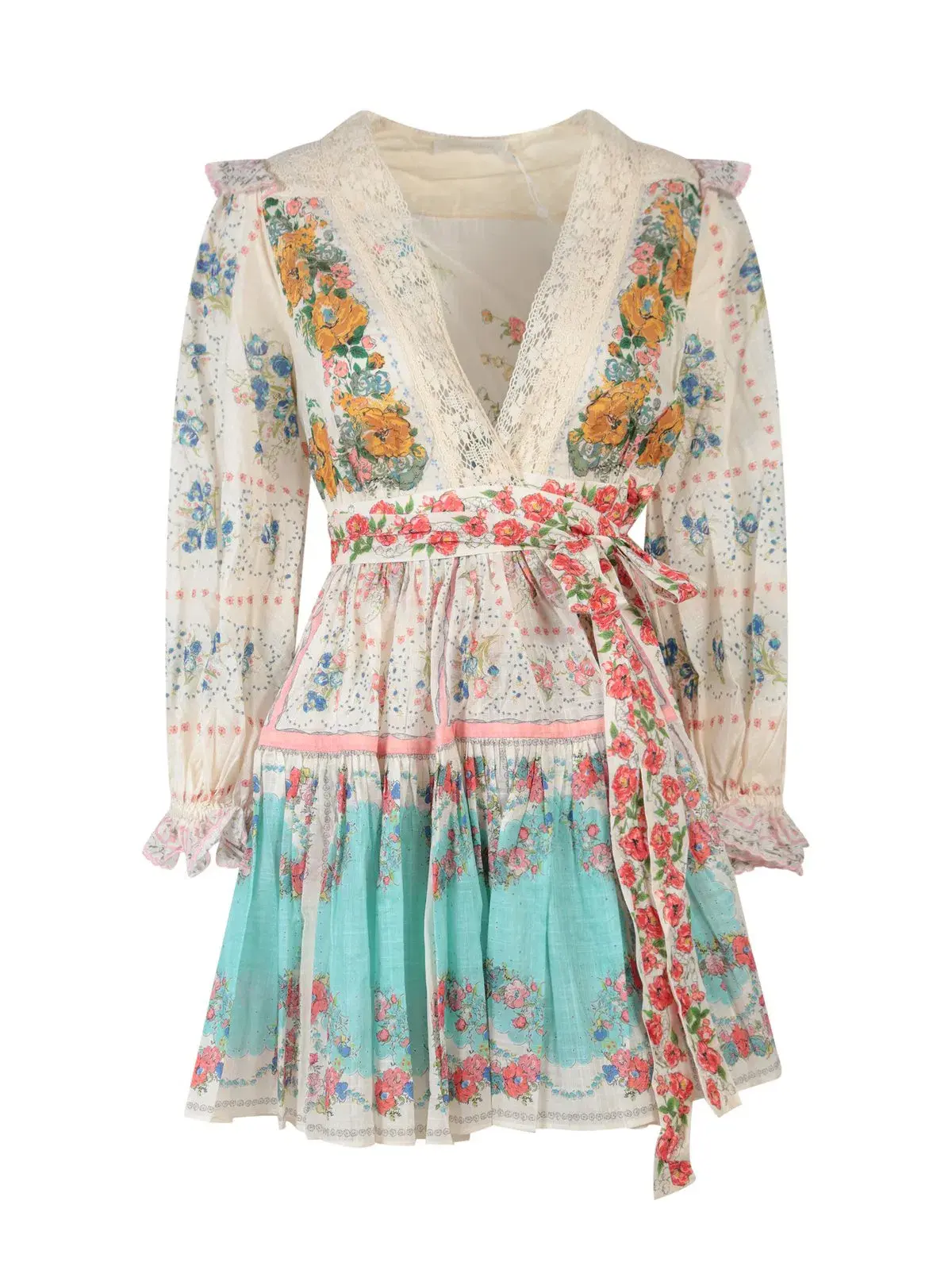 Zimmermann Clover Patched Wrap Mini Dress Multi Size 0 / AU 6 - Image 3