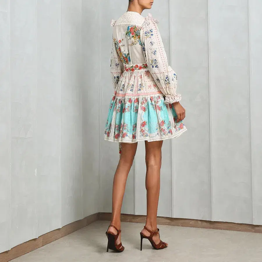 Zimmermann Clover Patched Wrap Mini Dress Multi Size 0 / AU 6 - Image 2