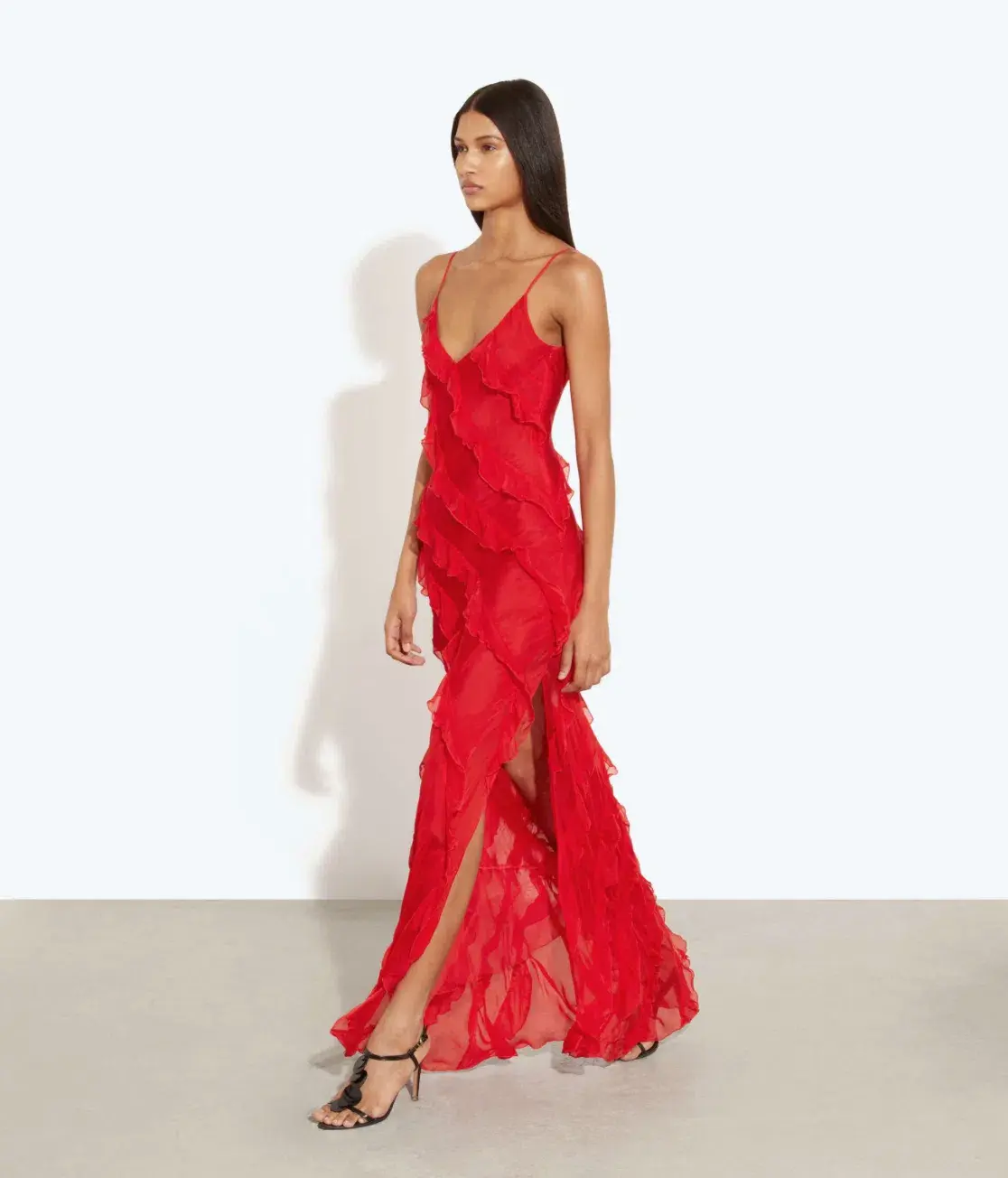 Rat & Boa Cecelia Ruffle Maxi Dress Red Size L /Au 12 - Image 3