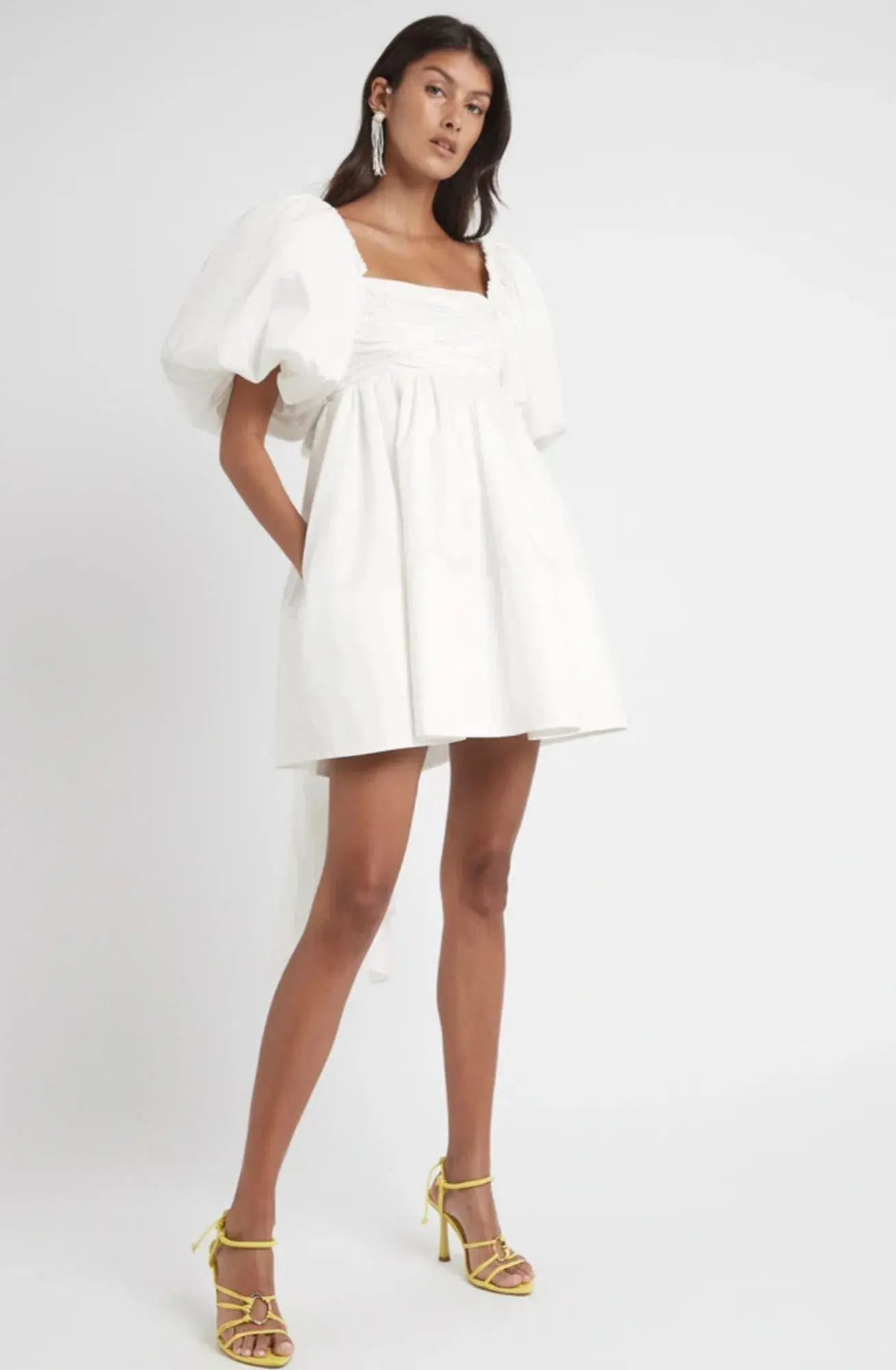 Aje Casabianca Puff Sleeve Dress White Size 4 - Image 1
