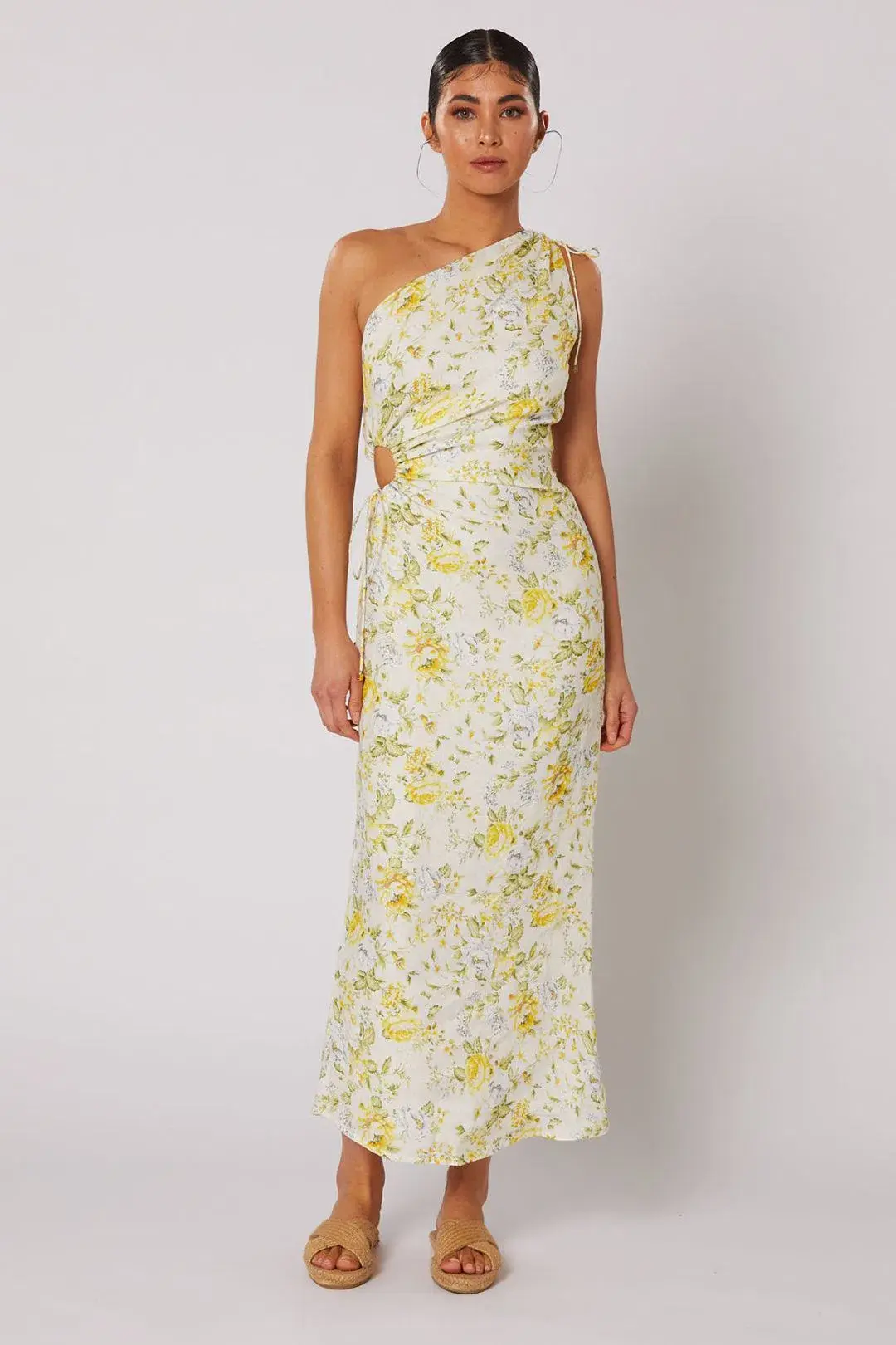 Winona Limette One Shoulder Dress Floral Size 8 - Image 1