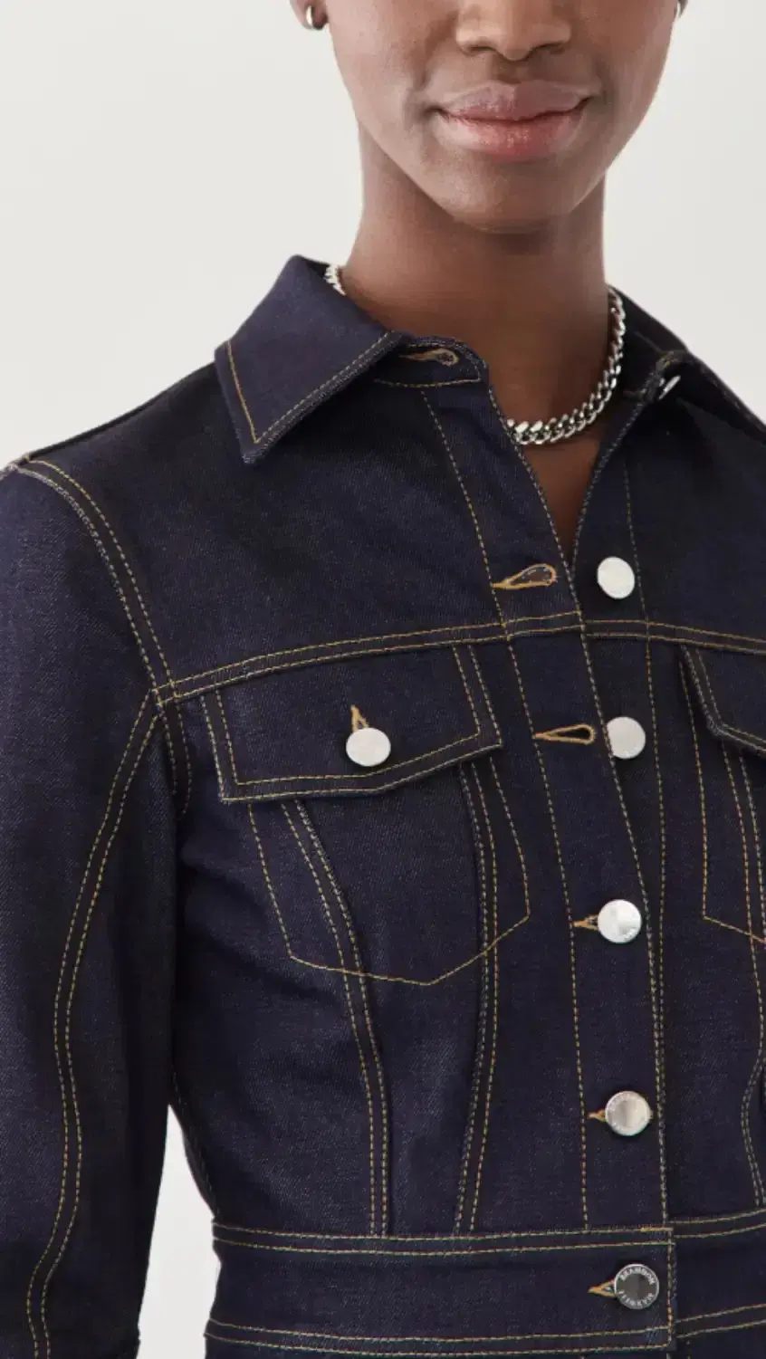 Brandon Maxwell Stretch Denim Button Down Dress Blue Size 2/Au 6 - Image 5