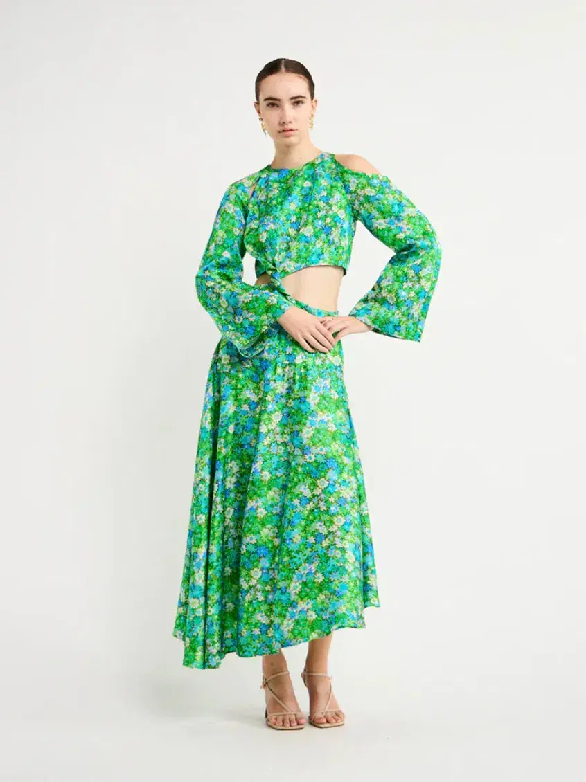 Alemais Cassandra Cut Out Midi Dress Turquoise Size 10 - Image 1
