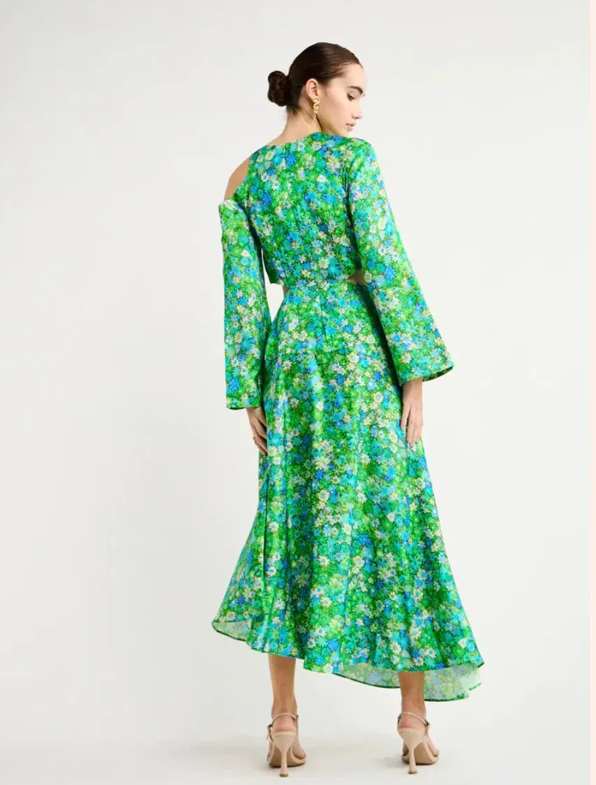 Alemais Cassandra Cut Out Midi Dress Turquoise Size 10 - Image 4