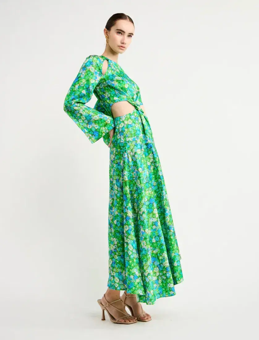 Alemais Cassandra Cut Out Midi Dress Turquoise Size 10 - Image 3