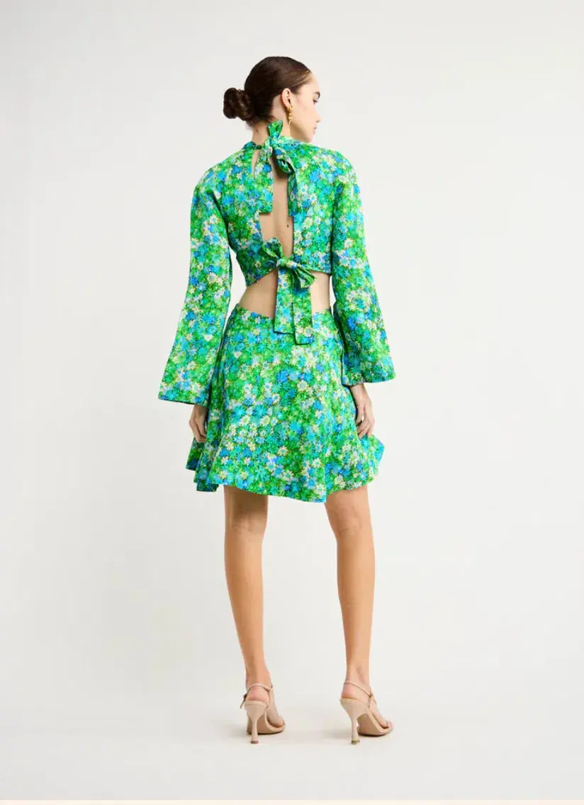 Alemais Cassandra Cut Out Mini Dress In Turquoise Size 8 - Image 3
