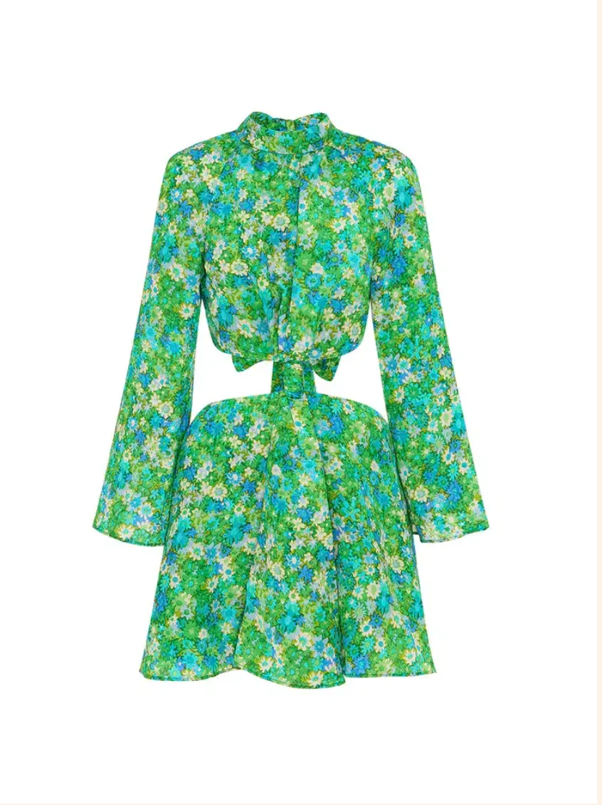 Alemais Cassandra Cut Out Mini Dress In Turquoise Size 8 - Image 5