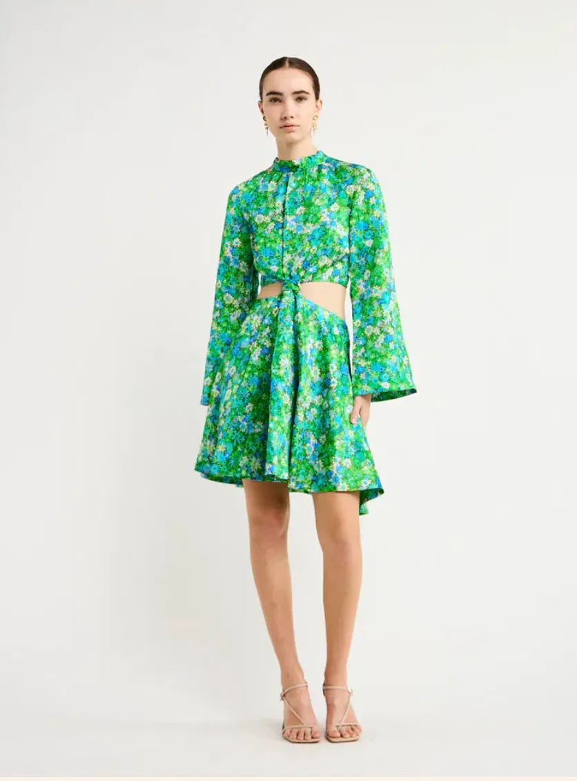 Alemais Cassandra Cut Out Mini Dress In Turquoise Size 8 - Image 1