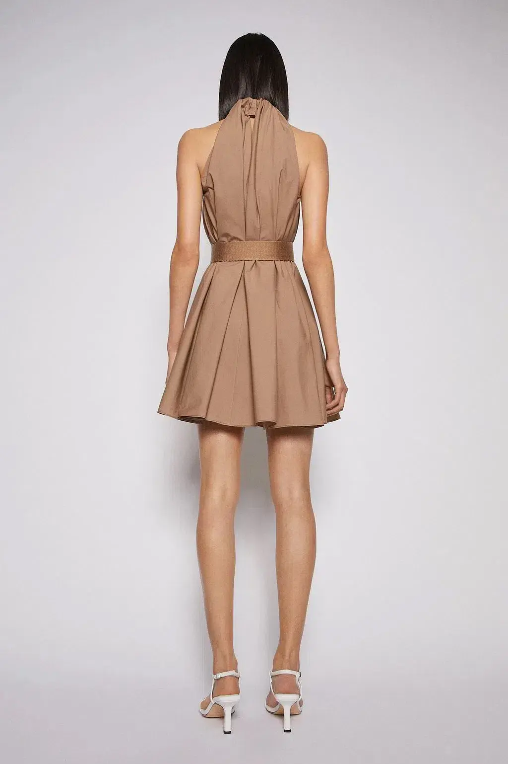 Scanlan Theodore Cotton Strapping Mini Dress Cashew Size 8 - Image 3