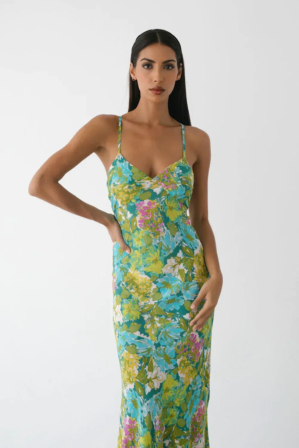 Le Salty Jean Midi Dress Floral Size XS/AU 6 - Image 2