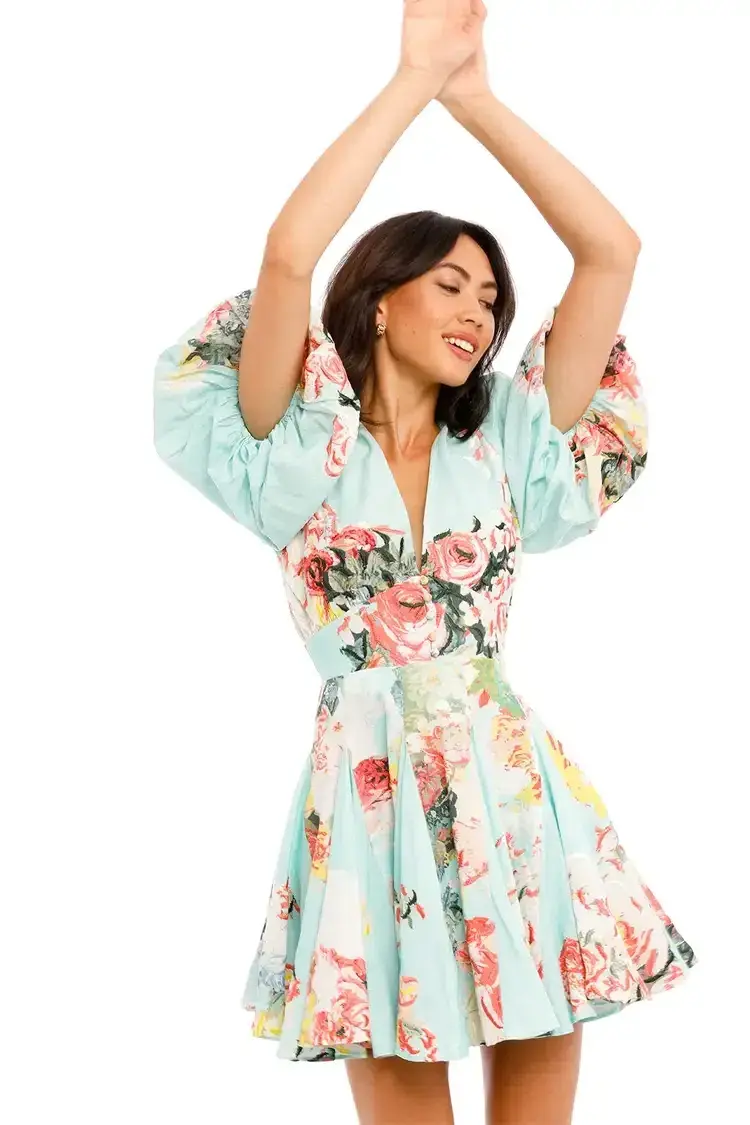 Hemant & Nandita Sage Skater Dress Multi Print Size 10 - Image 3