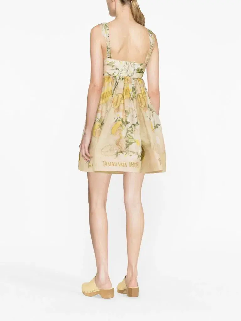 Zimmermann Coaster Strapless Ruched Mini Dress Floral Print Size 1/Au 10 - Image 2