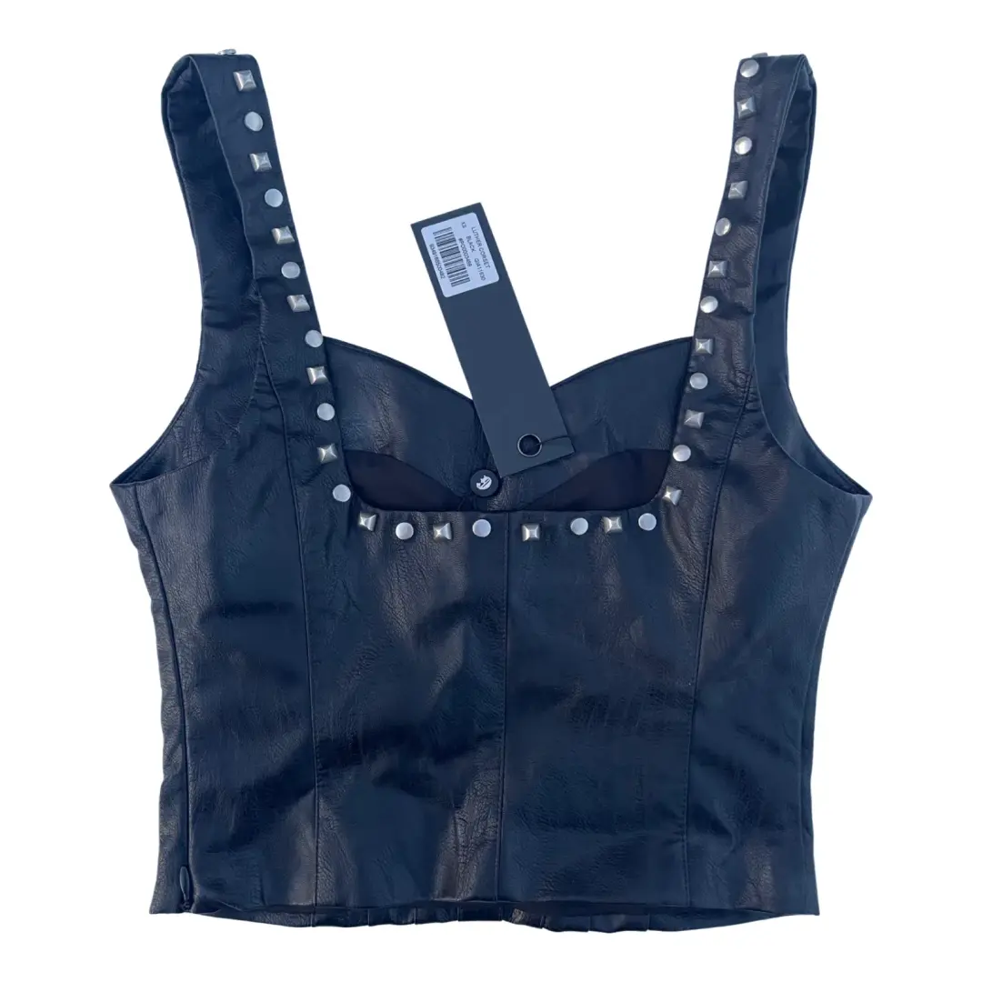 I.AM.GIA Luther Black Faux Leather Studded Corset Crop Top Size XS/Au 6 for rent on The Volte - main image