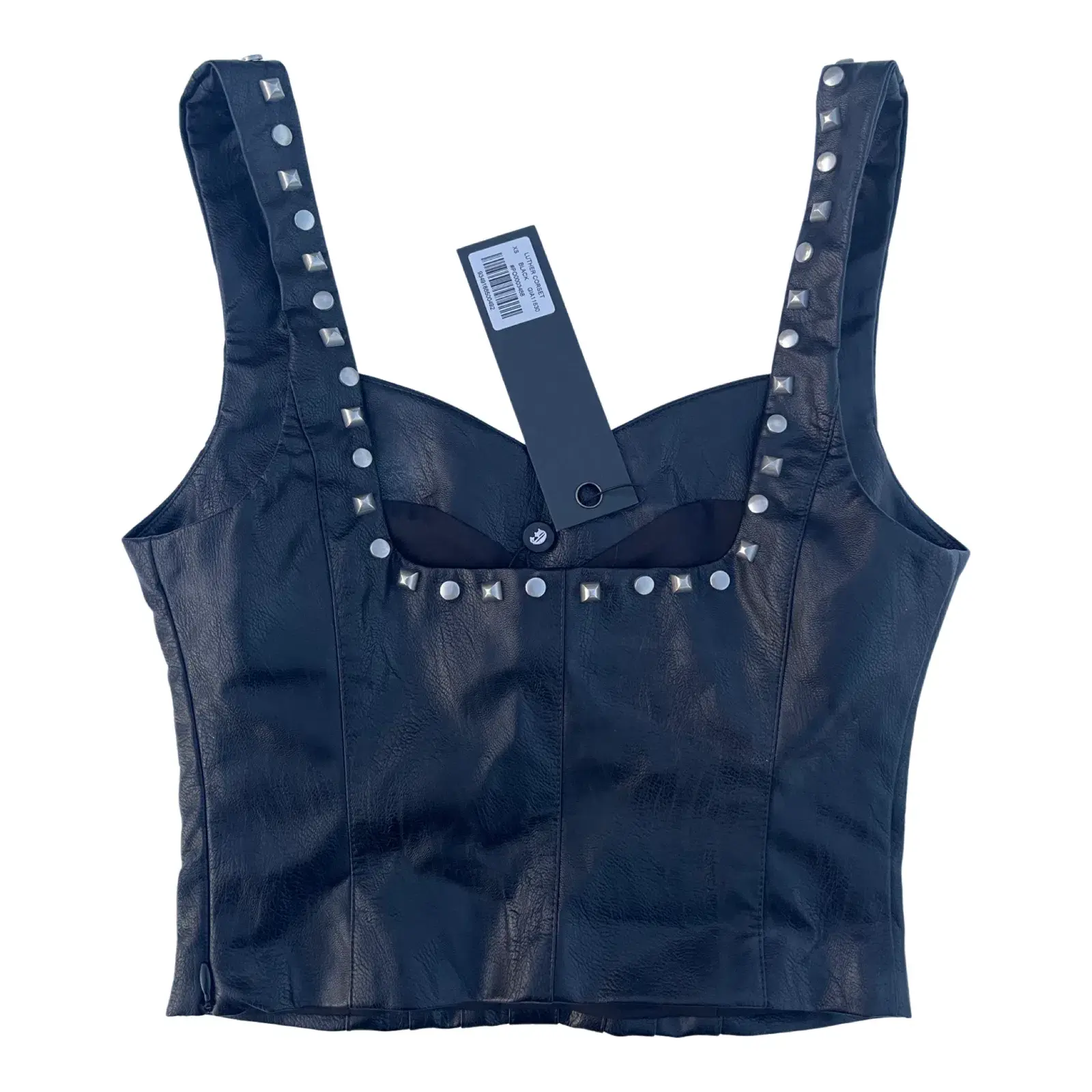I.AM.GIA Luther Black Faux Leather Studded Corset Crop Top Size XS/Au 6 - Image 6