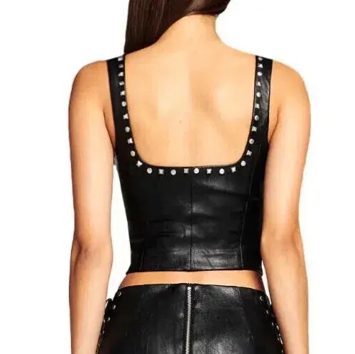 I.AM.GIA Luther Black Faux Leather Studded Corset Crop Top Size XS/Au 6 for rent on The Volte - main image