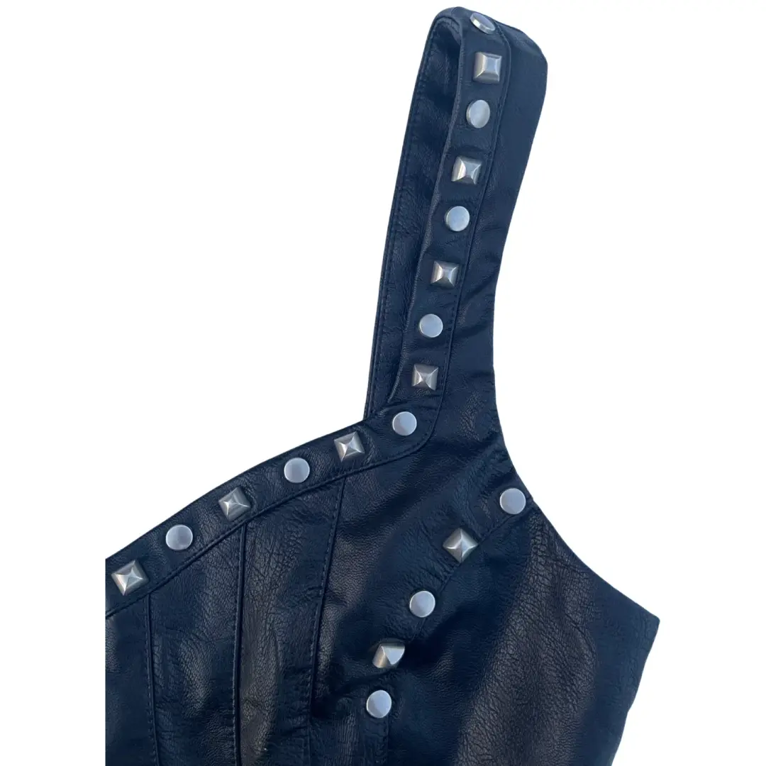 I.AM.GIA Luther Black Faux Leather Studded Corset Crop Top Size XS/Au 6 for rent on The Volte - main image