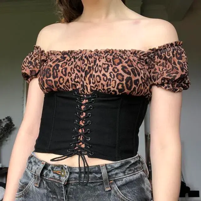 I AM GIA Leopard Rhia Corset Crop Top Size S/Au 8 - Image 2