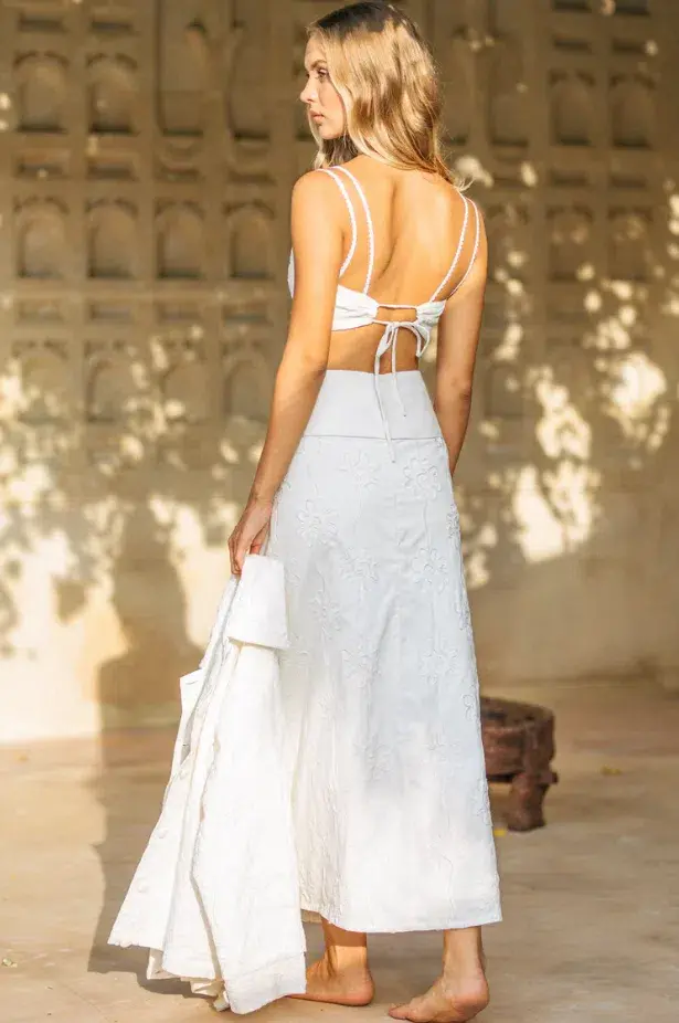 Eisha Pippa Cropped Top And Maxi Skirt Set White Size 8 - Image 3